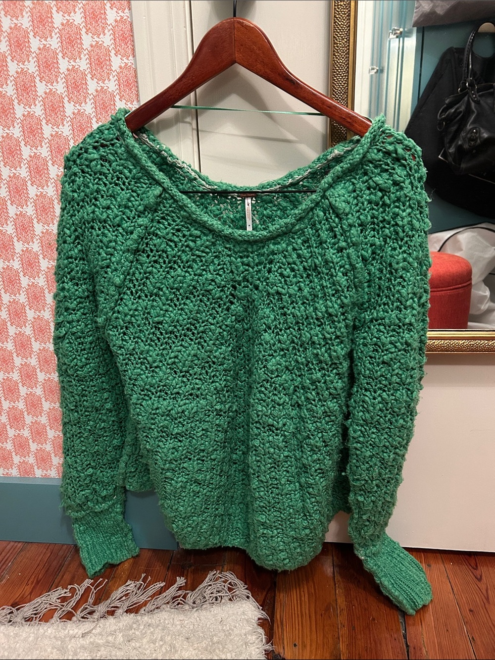 Free People (worn once!) Chunky Knit Green Sweater